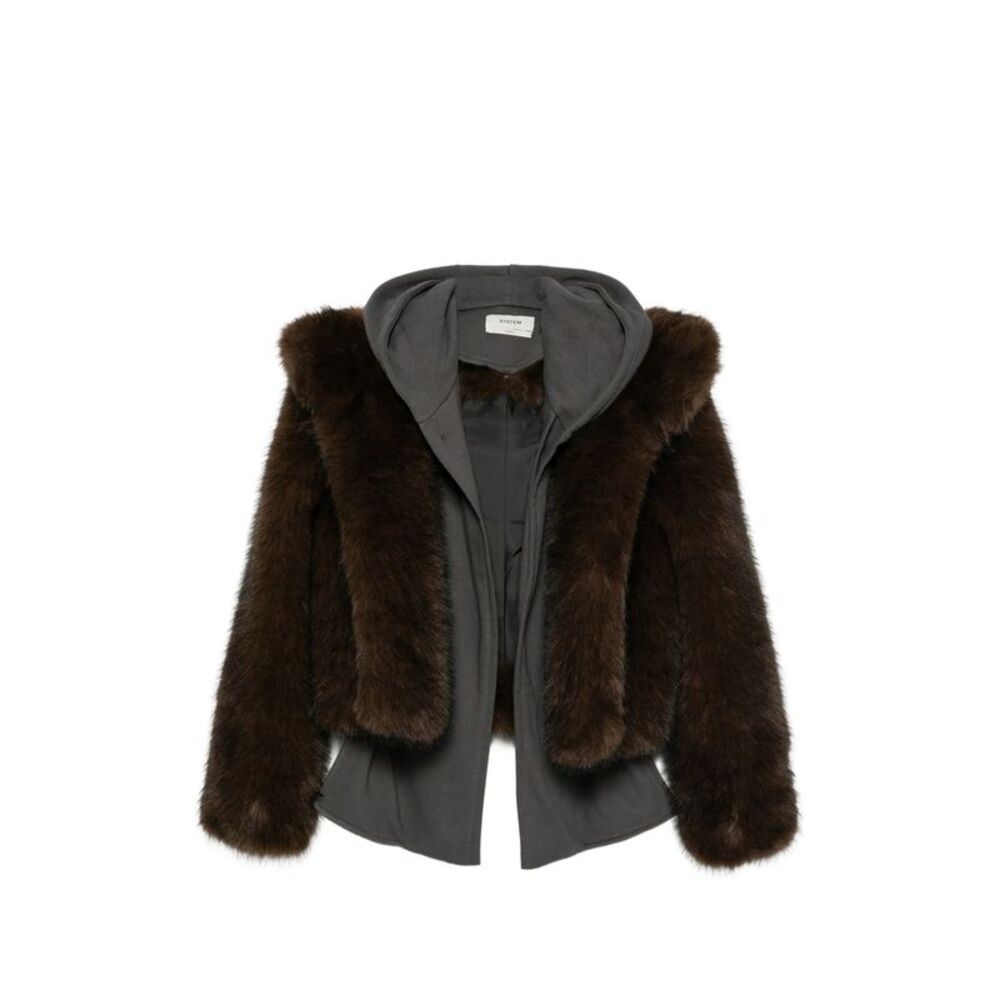 System Brown Jackets - Faux Fur & Shearling Jackets Women